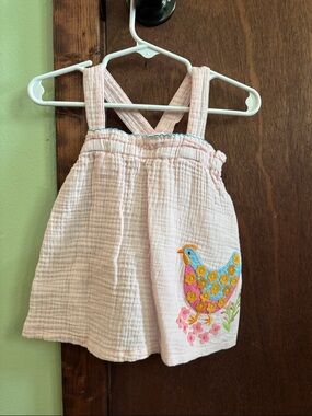 Mudpie Muslin Dress with Floral Chicken Embroidery